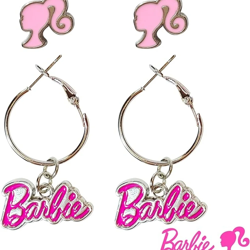 Barbie Pink and Silver 2 Pairs Of Earrings Set
